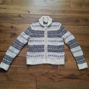 Gap Wool Nordic Knit Chunky Zip Up Sweater